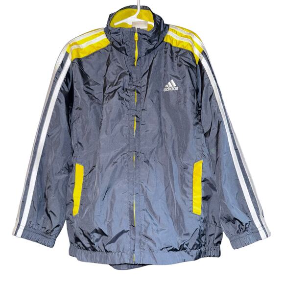 adidas Other - Adidas Boys Full Zip Windbreaker Jacket Size 6 Blue Yellow Track Colorblock